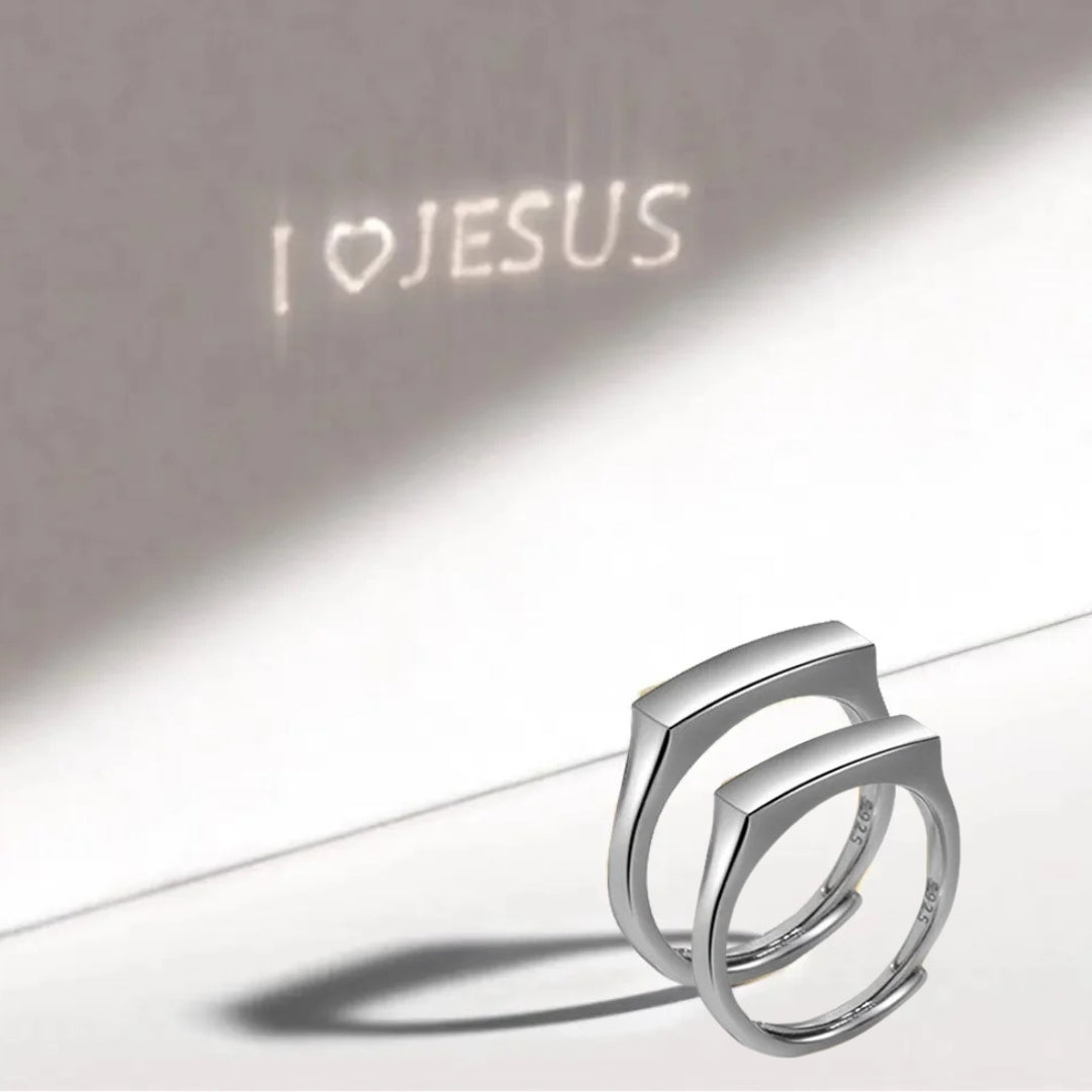 Anillo de fe con luz esculpida "I ❤️ Jesús"