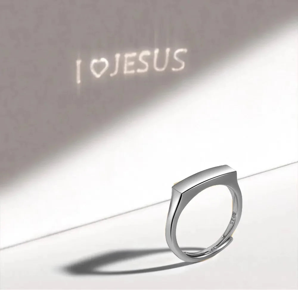 Anillo de fe con luz esculpida "I ❤️ Jesús"