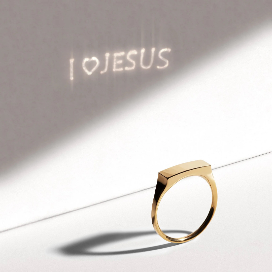 I Love Jesus Couple Jewelry Projection Couple Ring Light Sculpted Adjustable Reflecting Ring Valentine'S Day Gift for Lover